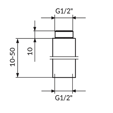 Slika Hromirani nastavak 1/2" 25 mm produžetak