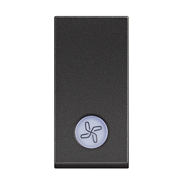 Slika Bticino Classia prekidač običan 1M 10AX 250V osvetljen LED 230V simbol ventilatora crni RG4001LR