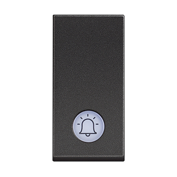 Slika Bticino Classia taster 1M 10A osvetljen LED 230V simbol zvona crni RG4042