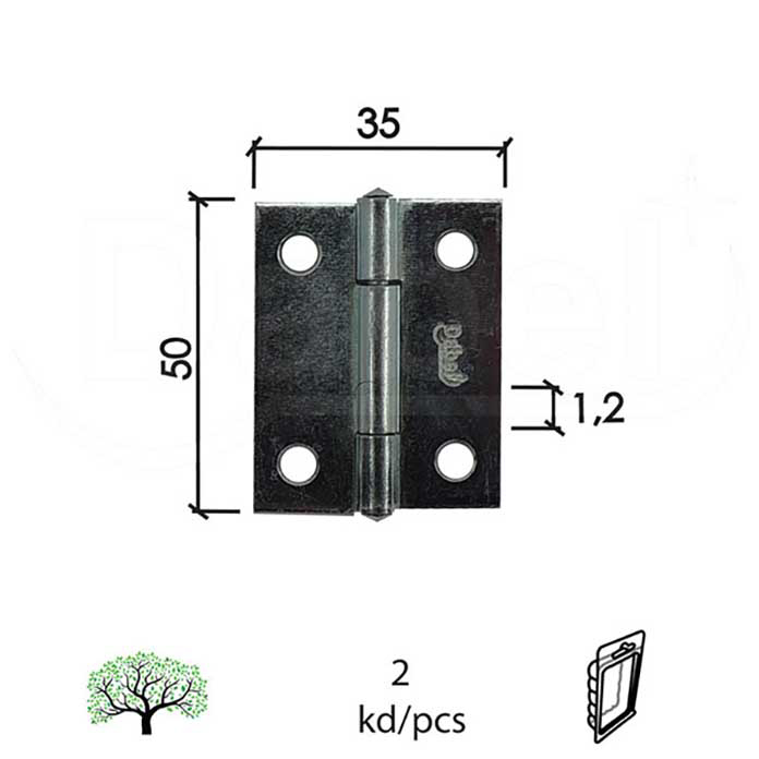 Slika Šarka brodska za vrata SP9003 ZnB 50x35x1,2mm (2kom) DP1  0102087