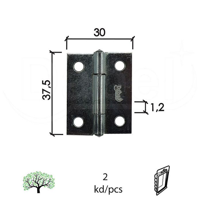 Slika Šarka brodska za vrata SP9003 ZnB 37,5x30x1,2mm (2kom) DP1  0102086