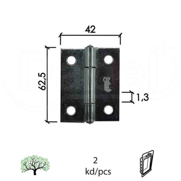 Slika Šarka brodska za vrata SP9003 ZnB 62,5x42x1,3mm (2kom) DP1  0102088