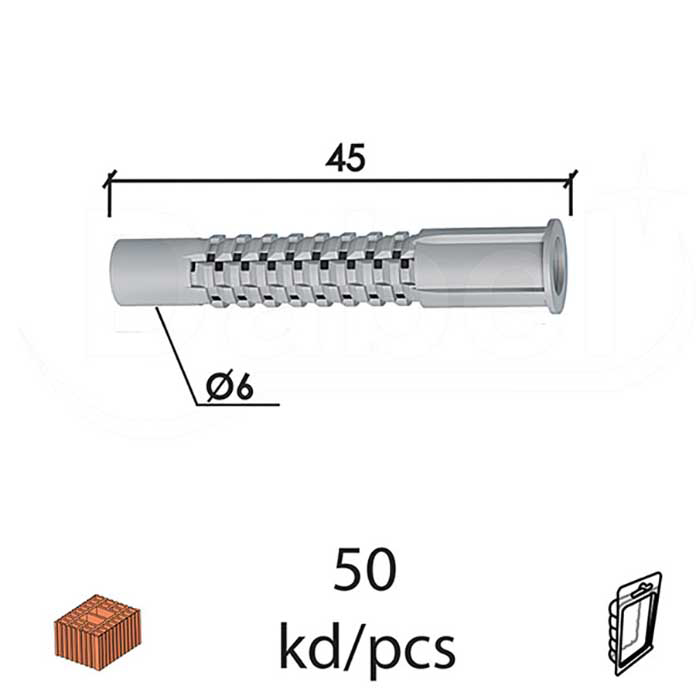 Slika Tipl za blok GUZVAJUCI Bela fi 6x45mm (50kom) DP2  0402048