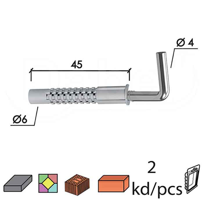 Slika Tipl + L kuka TL1 ZnB fi6x45/4mm (2kom) XPD  0401224