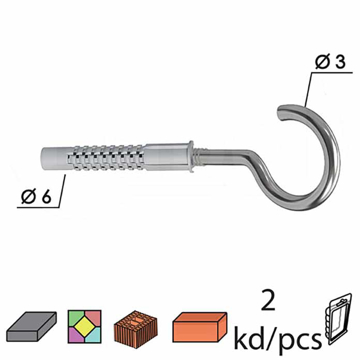 Slika Tipl + luster kuka TC1 ZnB fi6x30/3mm (2kom) XPD  0401221