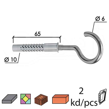 Slika Tipl + luster kuka TC1 ZnB fix10x65/6mm (2kom) XPD  0401223