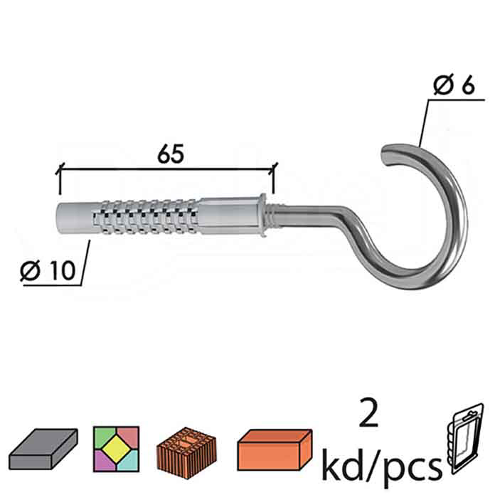 Slika Tipl + luster kuka TC1 ZnB fix10x65/6mm (2kom) XPD  0401223