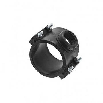 Plastična sedlasta obujmica 110 mm sa 6/4" unutrašnjim navojem za bočni priključak na PE cev