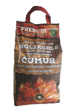 Ekološki ćumur Premium Grill 3 kg od tvrdog drveta za roštilj