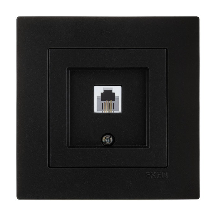 Slika EXEN Karell telefonska priključnica 1xRJ45 Cat3 UTP 200-141403-250 metalik crna